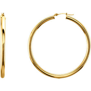 14K Yellow 48mm Tube Hoop Earrings