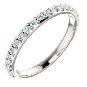 14K White 3-8 CTW Diamond Band for 6.5mm Round Ring