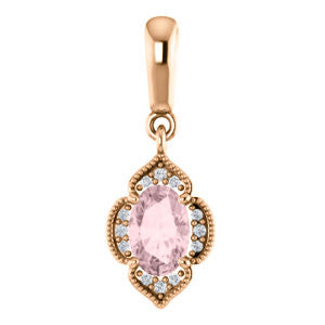 14K Rose  Morganite & .03 CTW Diamond