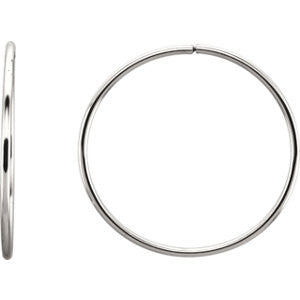 Sterling Silver 40mm Endless Hoop Tube Earrings