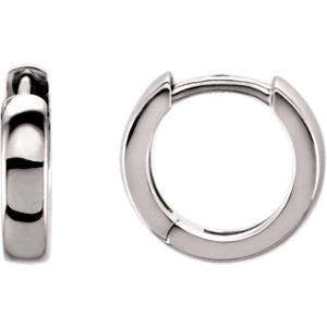 14K White 11.5mm Hinged Hoop Earrings