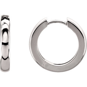 14K White 17.5mm Hinged Hoop Earrings