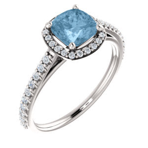 Platinum Sky Blue Topaz & 1-3 CTW Diamond Ring