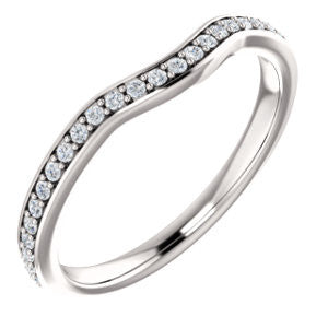 14K White 1-8 CTW Diamond Band for 6mm Round Ring