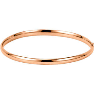 14K Rose 4mm Hinged Bangle Bracelet