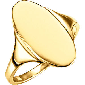 14K Yellow Oval Signet Ring