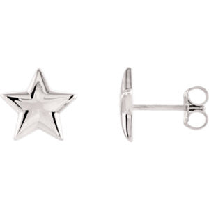 14K White Star Earrings