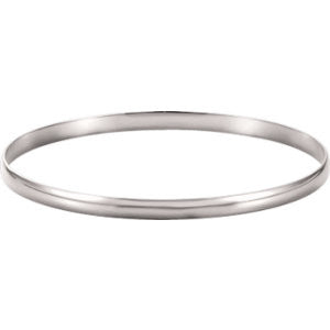 14K White 4mm Half Round Bangle Bracelet