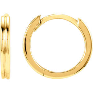 14K Yellow Metal Fashion Grooved Hoop Earring