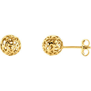 14K White Ball Earrings