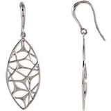 14K White Web Design Dangle Earrings