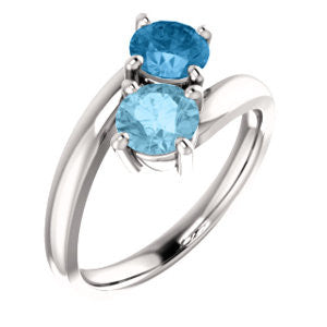 14K White Aquamarine & Swiss Blue Topaz Ring