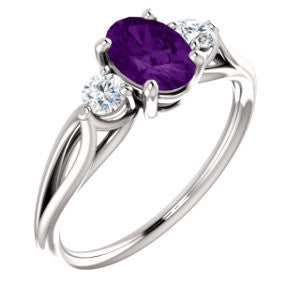 14K White Amethyst & 1-5 CTW Diamond Ring