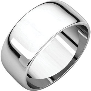 14K White 8mm Half Round Light Band