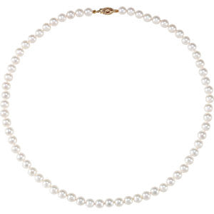 14K Yellow 6-6.5mm Akoya Cultured Pearl 18" Strand