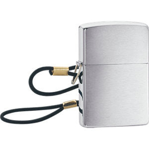 Zippo® Loss Proof Brushed Chrome Lighter with Loop & Lanyard