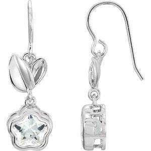 Sterling Silver White Cubic Zirconia BFlower&trade; Earrings with Box