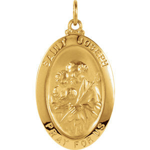 14K Yellow 23x16mm St. Joseph Oval Medal