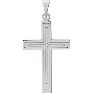 14K White 22x14mm Cross Pendant