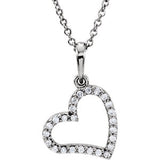 14K White 1/8 CTW Diamond 16" Necklace