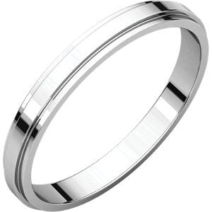 14K White 2.5mm Flat Edge Band