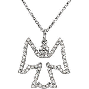 14K White 1-3 CTW Diamond Angel 16" Necklace