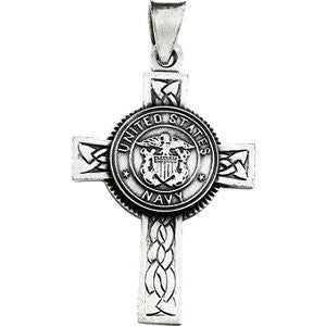 Sterling Silver 28.5x20.75mm U.S. Navy Cross Pendant