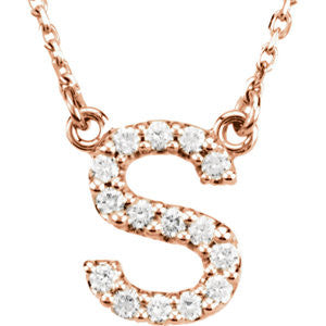 14K White Letter "G" 1/6 CTW Diamond 16" Necklace