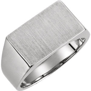 14K White Signet Ring