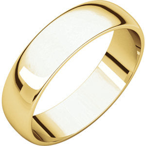 14K Yellow 5mm Half Round Light Band