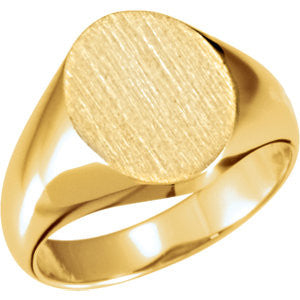 14K Yellow 10x12mm Oval Signet Ring