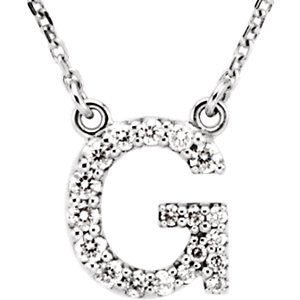 14K White Letter "G" 1-6 CTW Diamond 16" Necklace