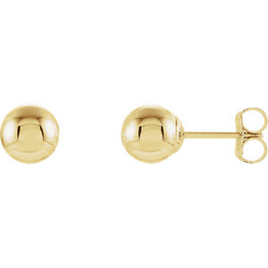 14K Yellow 6mm Ball Earrings with Bright Finish