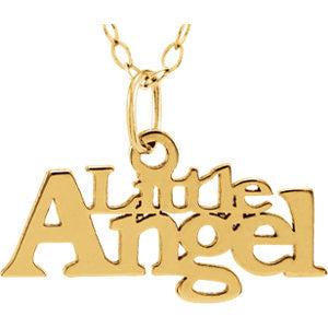 14K Yellow "Little Angel" Pendant with 15" Chain