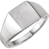 14K White Signet Ring