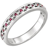 14K White 1.3 mm Ruby Stackable Ring