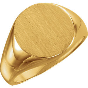 10K Yellow 15mm Men's Signet Ring with Brush Finish