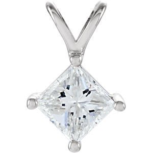 14K White 3-8 CTW Diamond Pendant