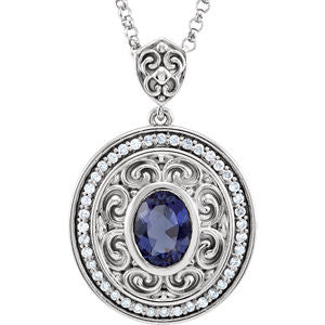 14K White Iolite & 1-8 CTW Diamond 18" Necklace