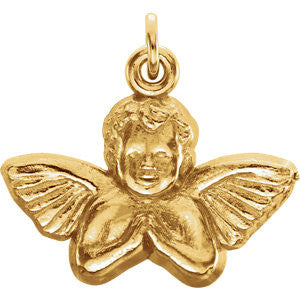 14K Yellow 14x16mm Angel Baby Pendant