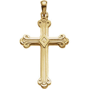 14K Yellow 32x22mm Cross Pendant