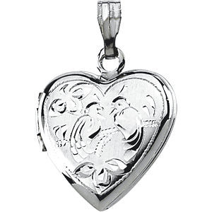 Sterling Silver Love Birds Heart Shape Locket