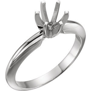 Palladium 5-5.3mm Round Heavy 6-Prong Engagement Ring Mounting