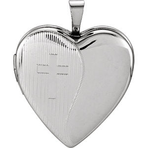 Sterling Silver 20.5x19mm Heart Cross Locket