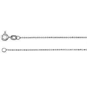 14K White Solid Diamond-Cut Bead 20" Chain