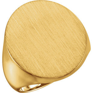 10K Yellow 22x20mm Men's Signet Ring with Brush Finish