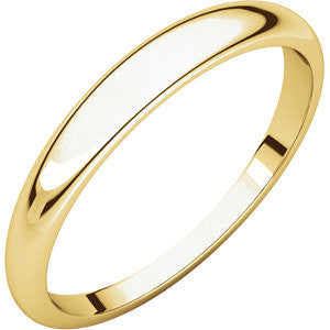 14K Yellow 3mm Half Round Tapered Band