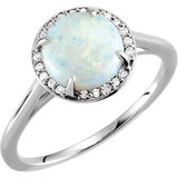 14K Yellow Opal & .05 CTW Diamond Ring