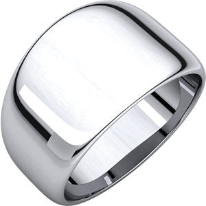 14K White 10mm Half Round Tapered Band