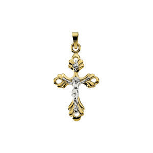 14K Yellow & White 24.25x16.75mm Crucifix Pendant